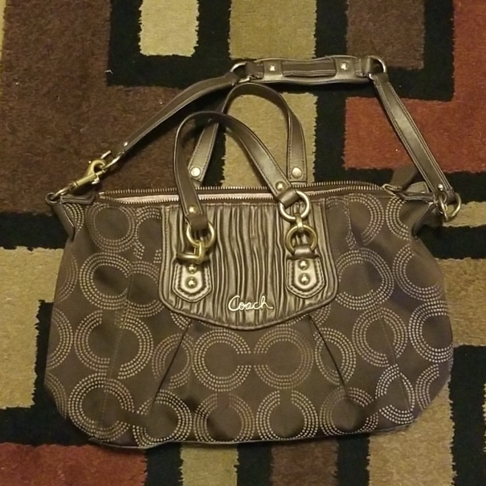 Coach Dark Brown Circle Pattern Shoulder Bag - image 1